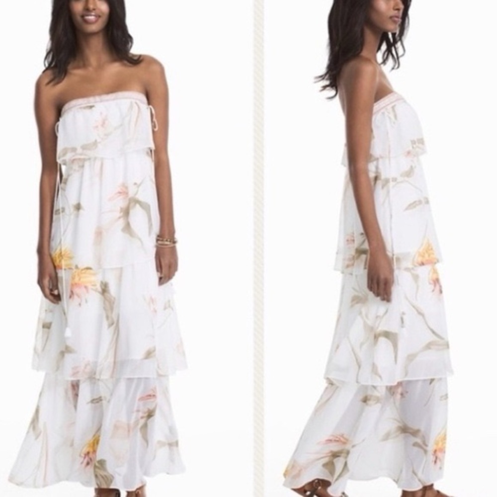 White House Black Market Strapless Layered Dress - Soft Floral